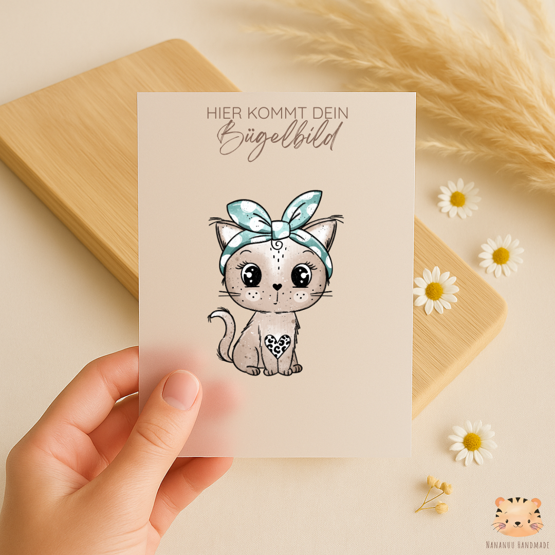 Vorbestellung: Bügelbild Tassenkitty