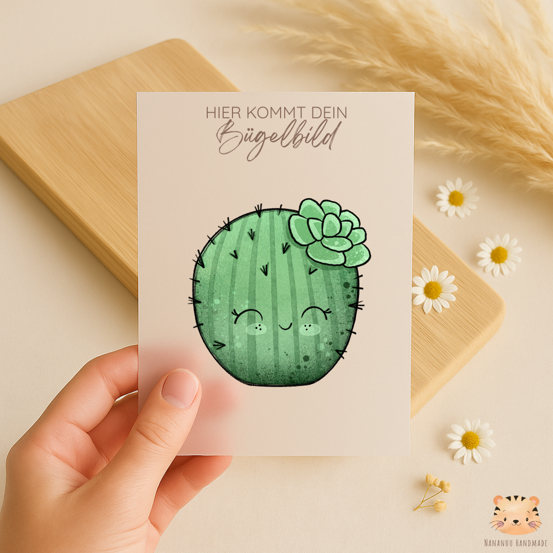 Bügelbild: Happy Kaktus