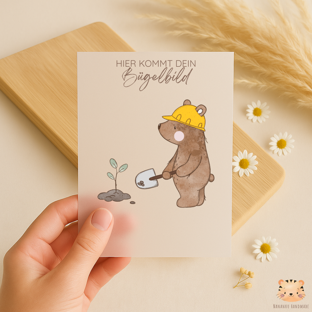 Bügelbild Bär der Baumeister