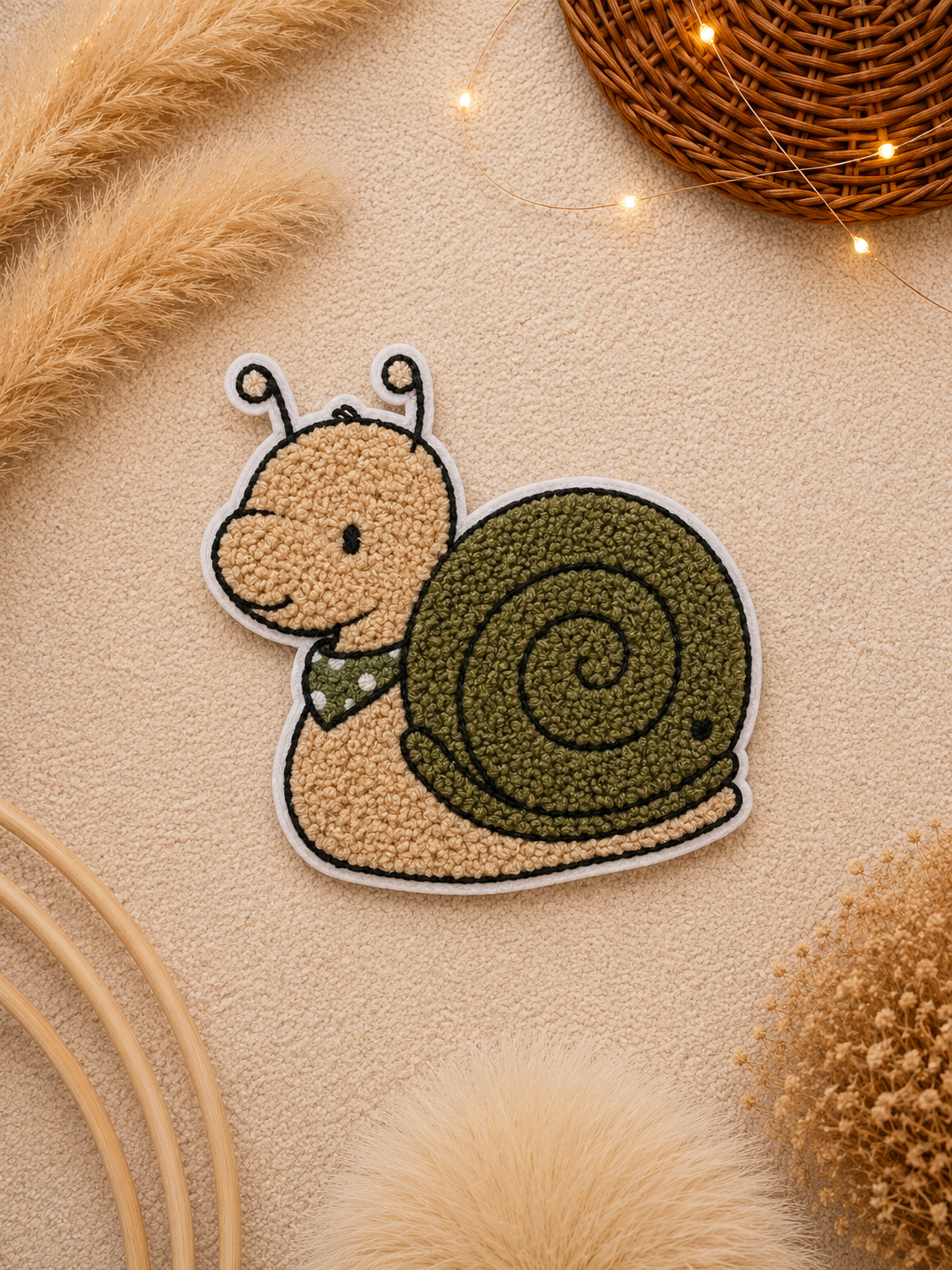 Coming Soon: Chenille Patch Schnecke grün