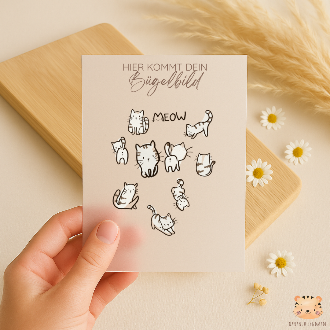 Vorbestellung: Bügelbild Doodle Katzen