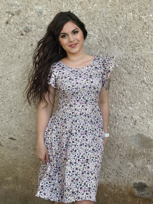 Rib-Jersey Blumentraum lila