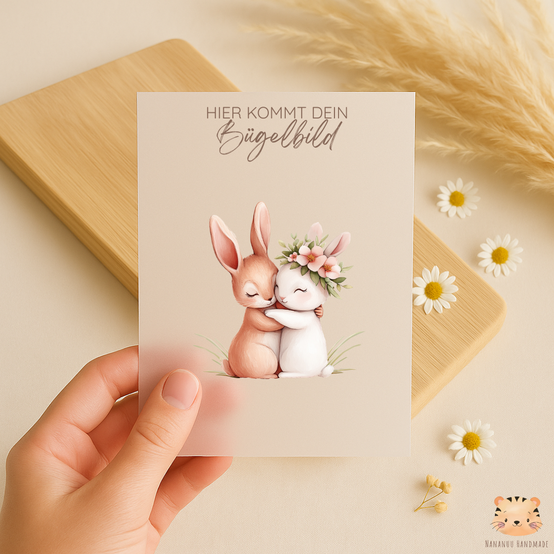 Bügelbild: Kuschelhasen