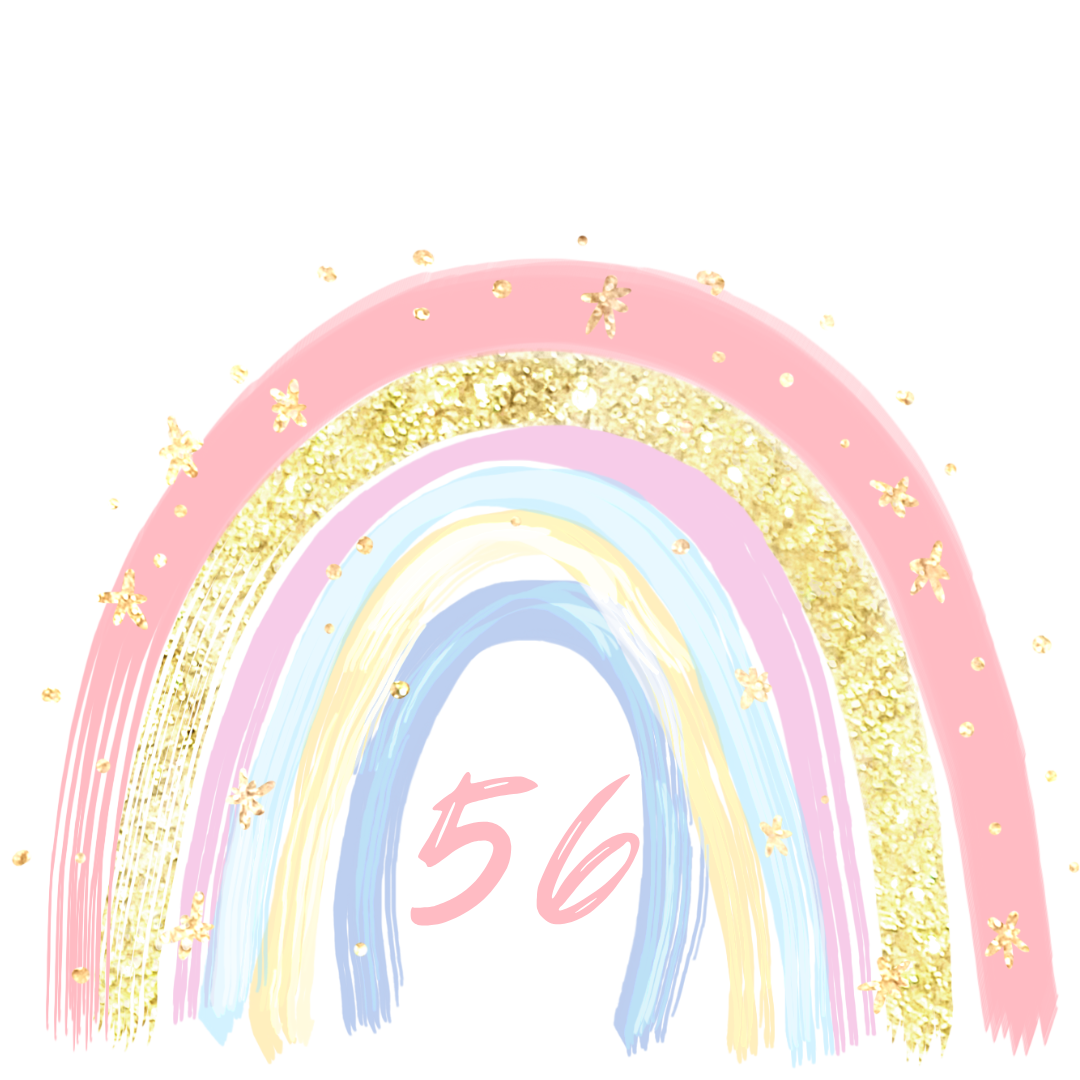Größenlabel Regenbogen Glitzer