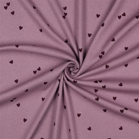 Rib-Jersey Herzregen mauve