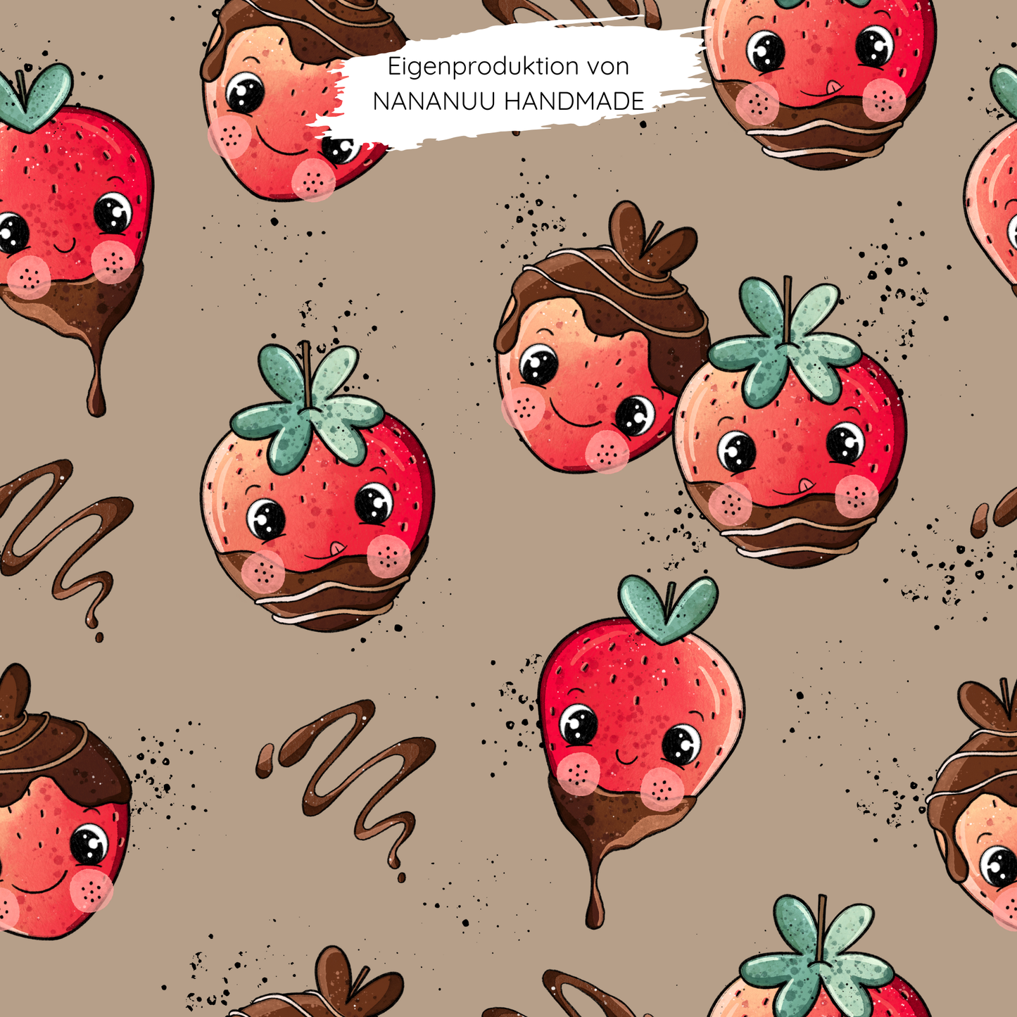 Vorbestellung: Bio French Terry Schokoerdbeeren