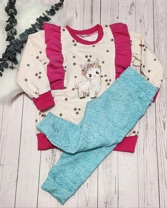 Bio French Terry Alpaka Blumen Kombi