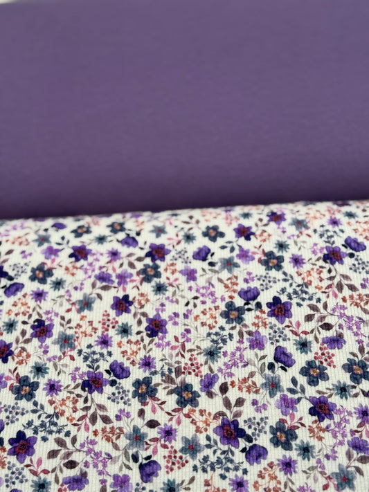 Rib-Jersey Blumentraum lila