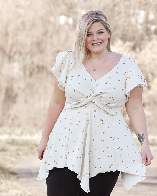 Rib-Jersey Herzregen cremebeige