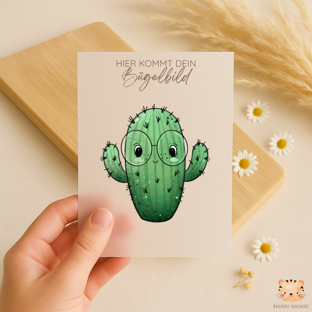 Bügelbild Happy Kaktus