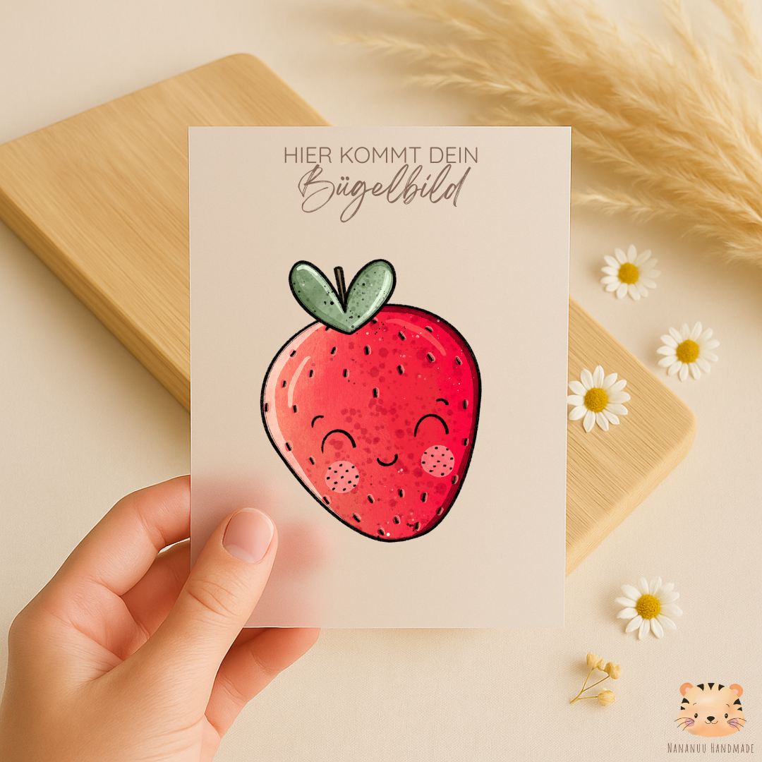 Vorbestellung: Bügelbild Erdbeeren