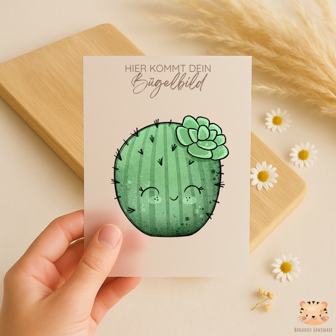 Bügelbild Happy Kaktus