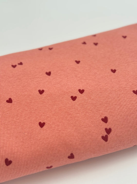 Rib-Jersey Herzregen lachs