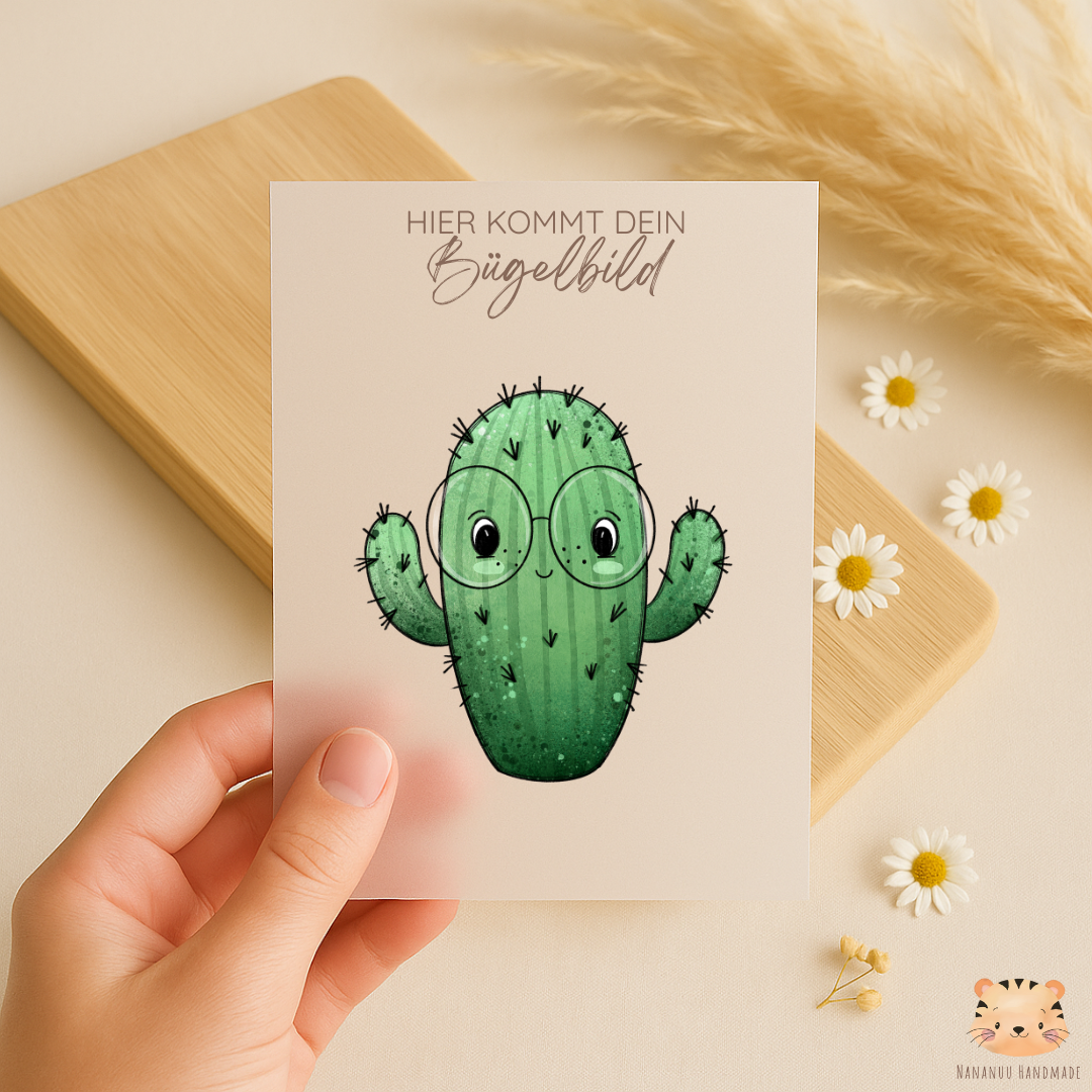 Bügelbild: Happy Kaktus