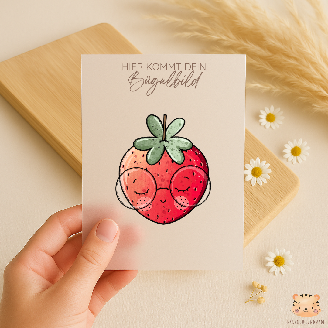 Vorbestellung: Bügelbild Erdbeeren