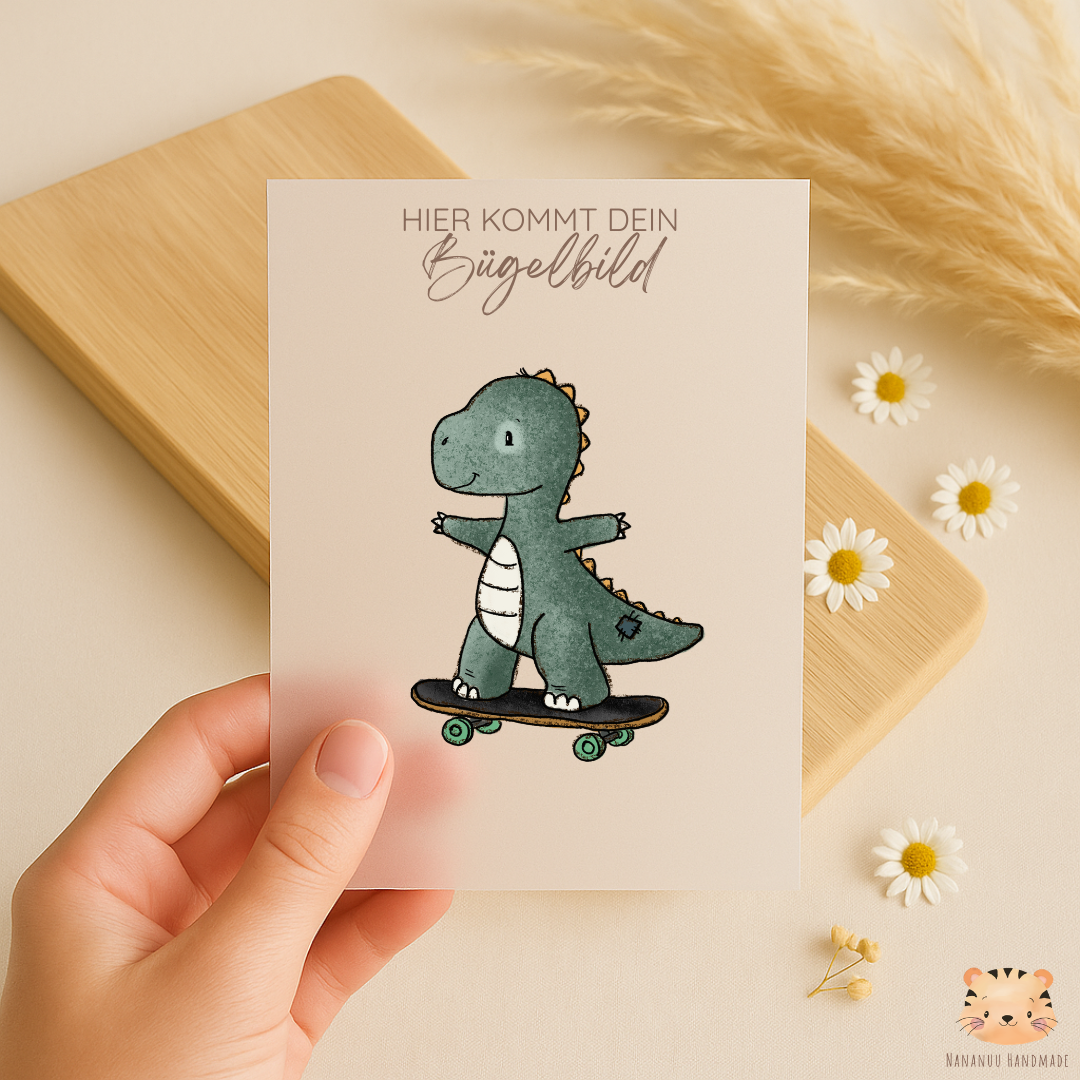 Vorbestellung: Bügelbild Skater Dinos