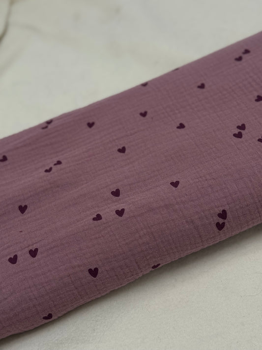 Musselin Herzchen Mauve