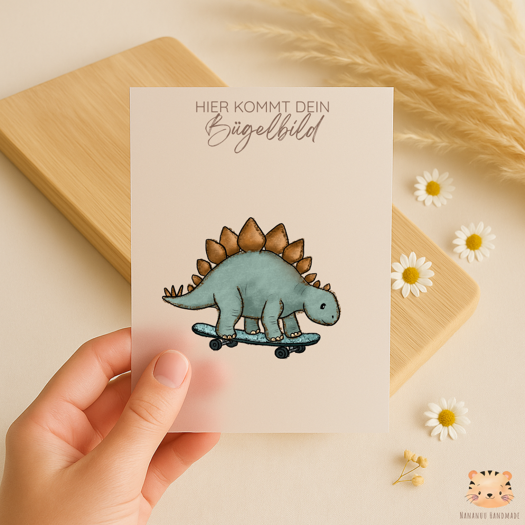 Vorbestellung: Bügelbild Skater Dinos