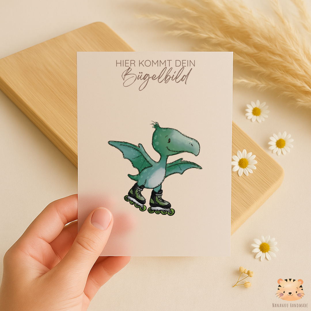 Vorbestellung: Bügelbild Skater Dinos