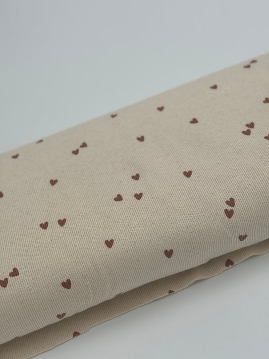 Rib-Jersey Herzregen cremebeige