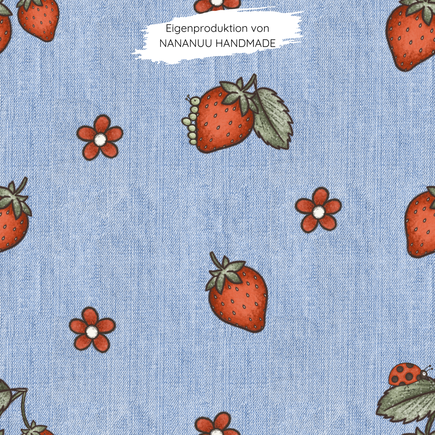 Jersey Denim Erdbeeren