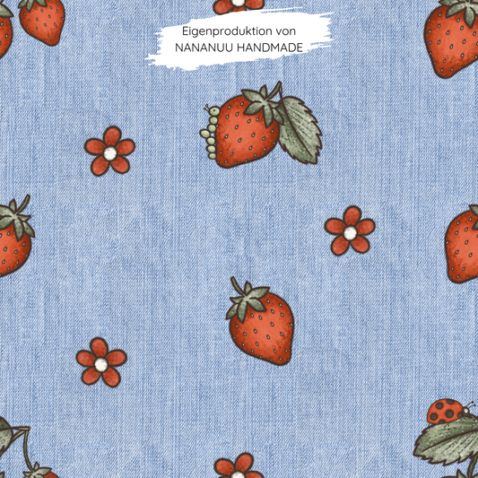Jersey Denim Erdbeeren