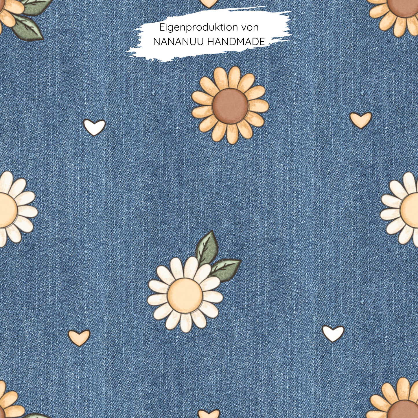 French Terry Denim Sonnenblumen