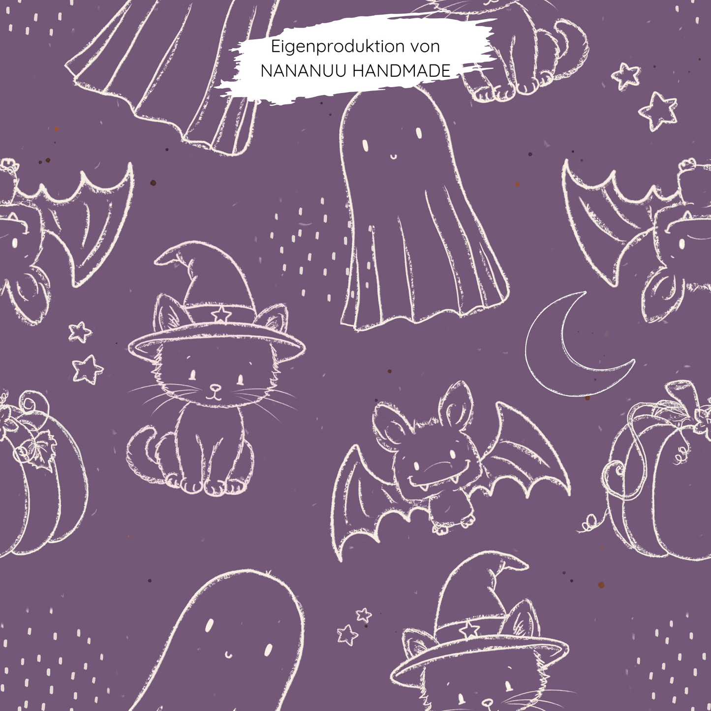 Vorbestellung: French Terry Doodle Halloween lila