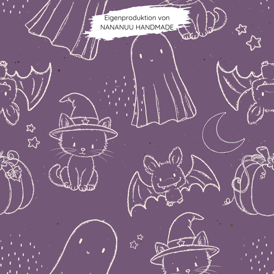 Vorbestellung: French Terry Doodle Halloween lila
