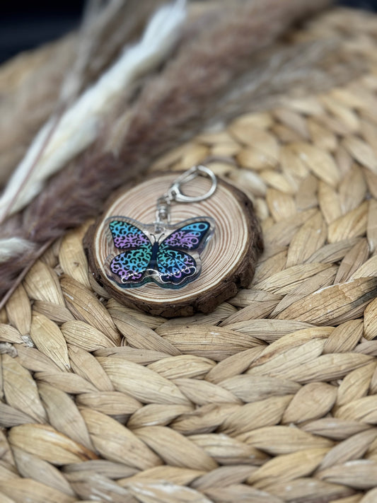 Schlüsselanhänger Leo Butterfly bunt 5cm