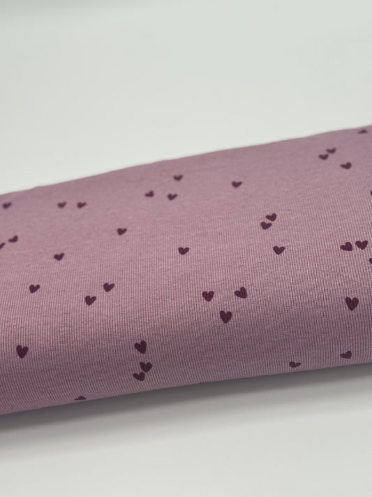 Rib-Jersey Herzregen mauve
