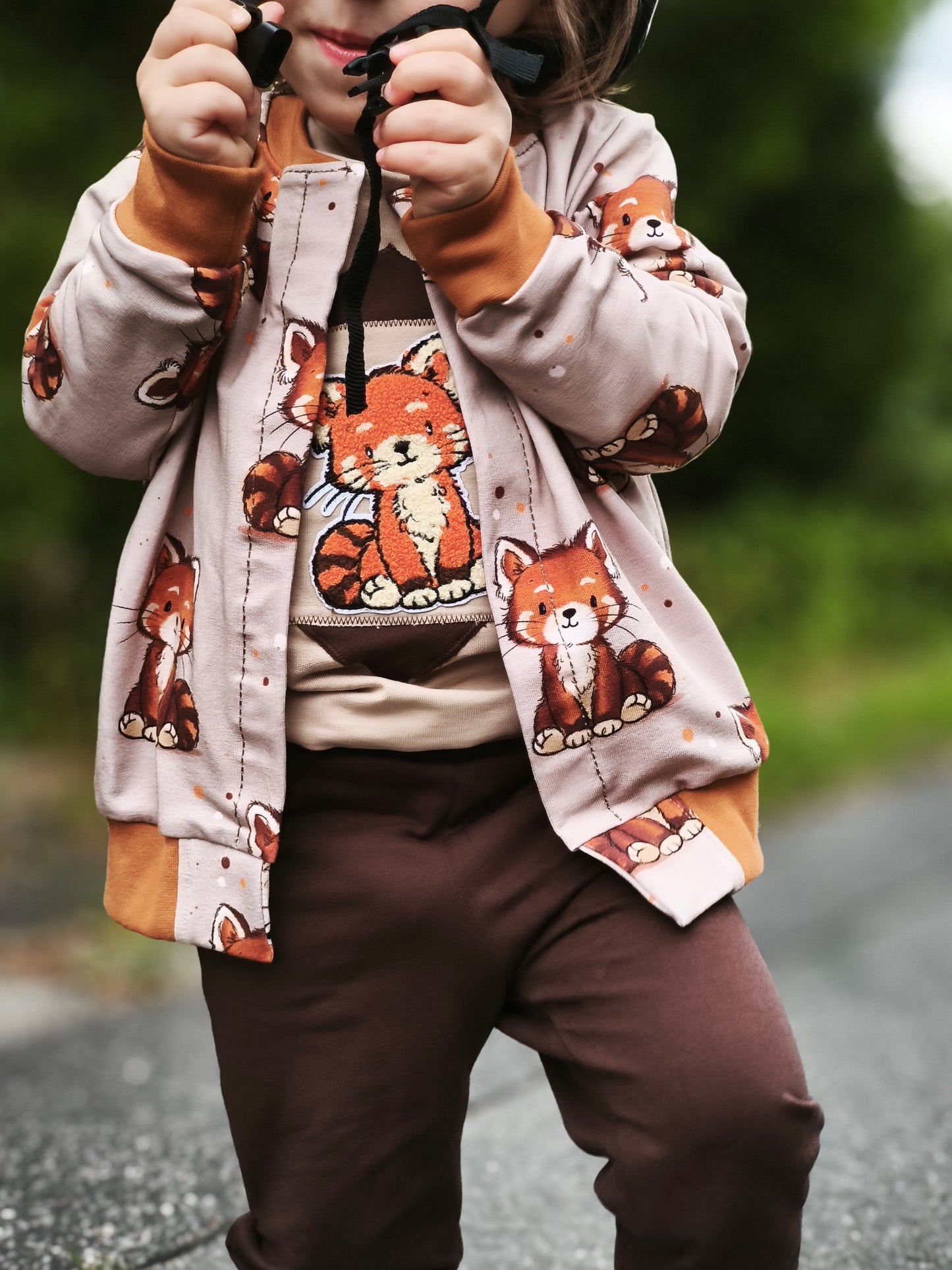 French Terry Roter Pandabär