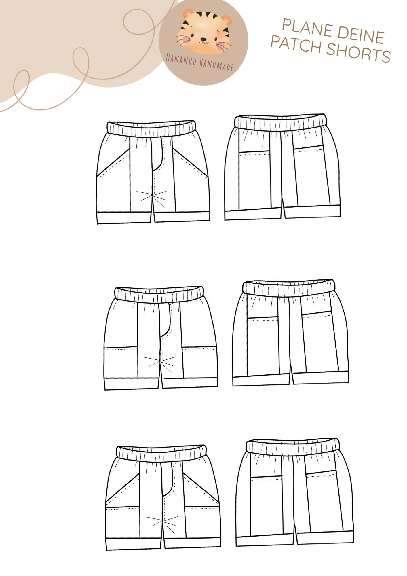 Malvorlage: Plane deine Patch Shorts