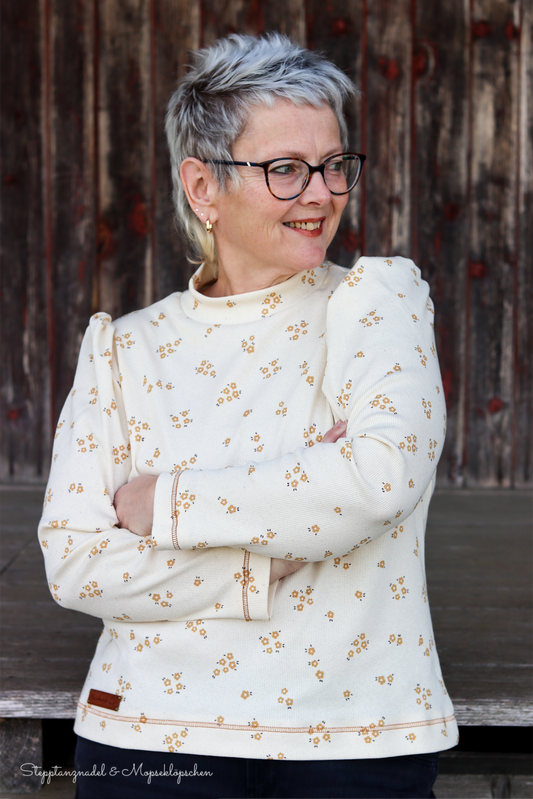 Rib-Jersey Blumen creme